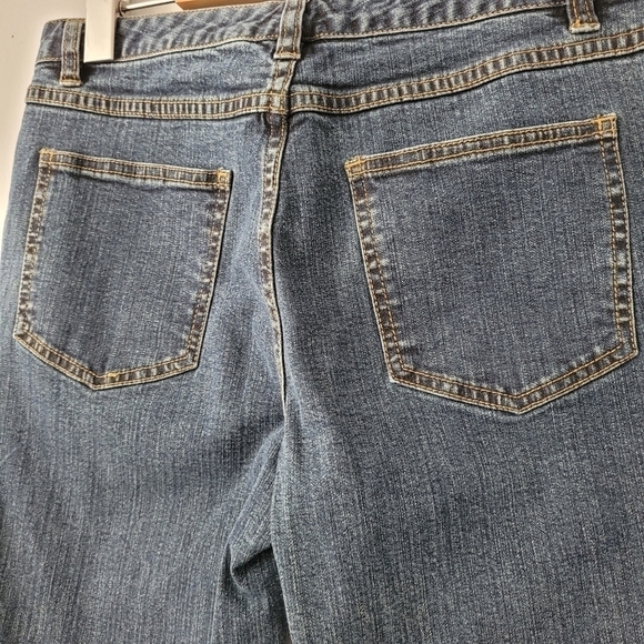 𝅺women's  Button Fly Jeans Mini Bootcut Low Rise Denim Dark Wash Size 8 - Picture 7 of 10